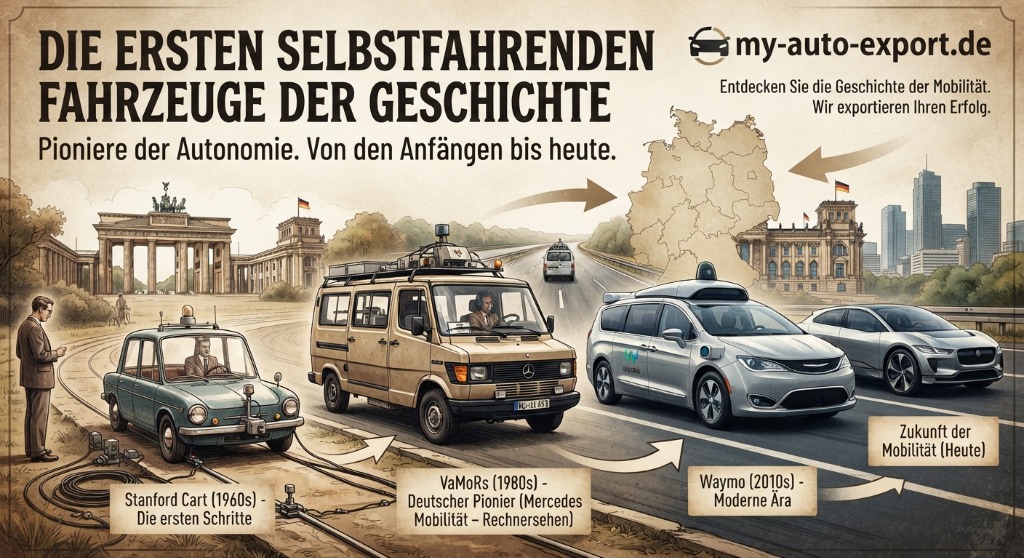 Die ersten selbstfahrenden Fahrzeuge der Geschichte Zeitstrahl