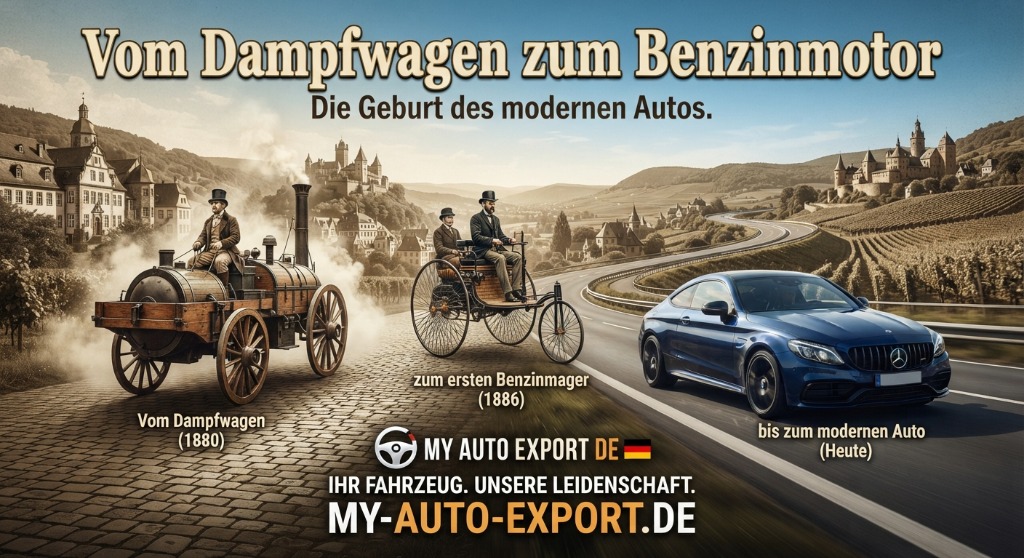 Vom Dampfwagen zum Benzinmotor - Evolution des Autos von 1880 bis heute