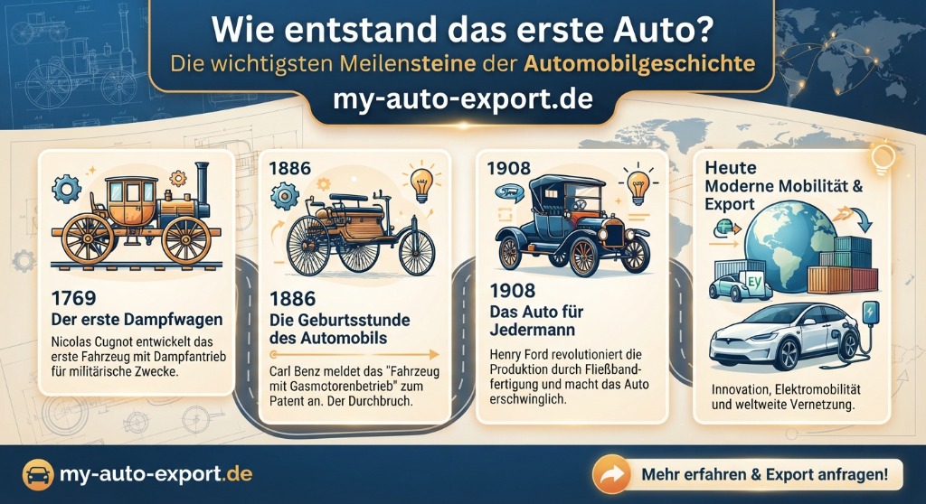 Wie entstand das erste Auto Zeitstrahl Banner und moderner Export
